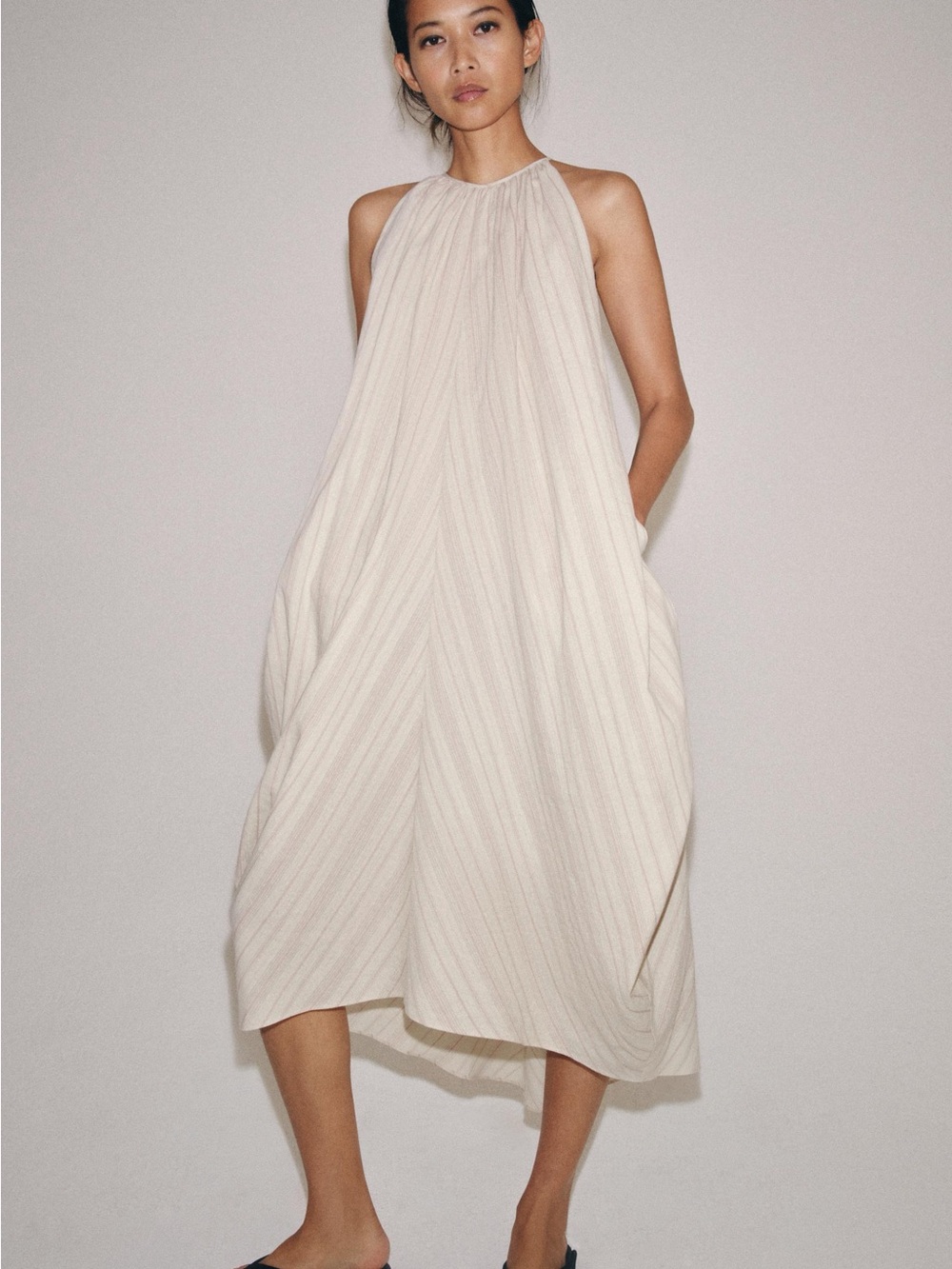 Zara Cream Halter Midi Dress